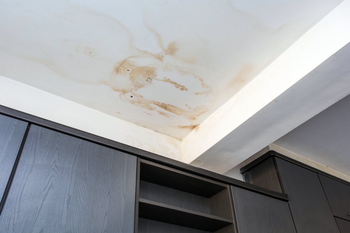 Roof leakage, water dameged ceiling roof and stain on ceiling
